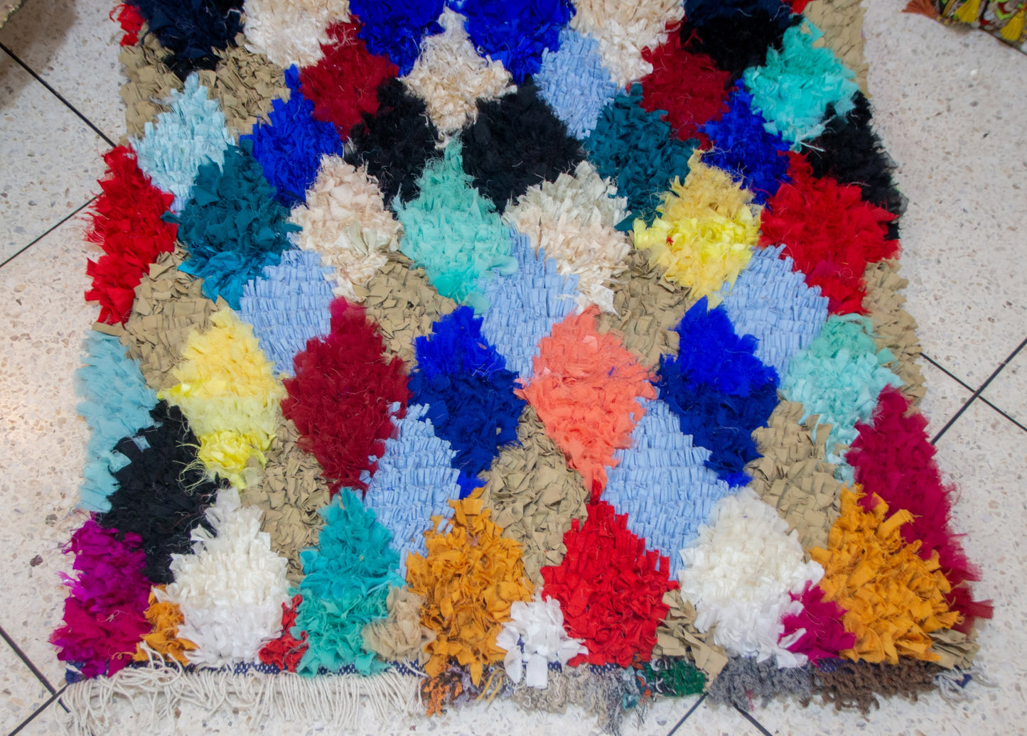 Boucherouite Harlequin Diamonds — Multicolor Reclaimed-Fabric Runner