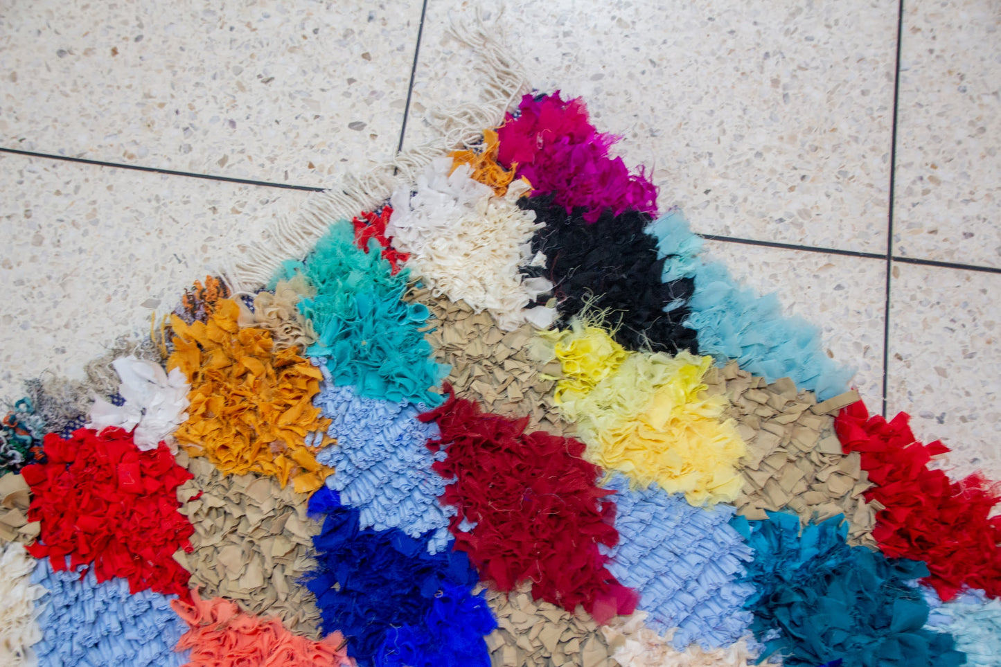 Boucherouite Harlequin Diamonds — Multicolor Reclaimed-Fabric Runner