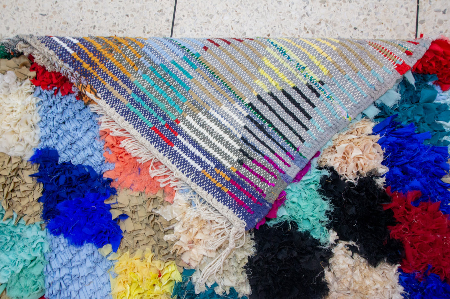 Boucherouite Harlequin Diamonds — Multicolor Reclaimed-Fabric Runner