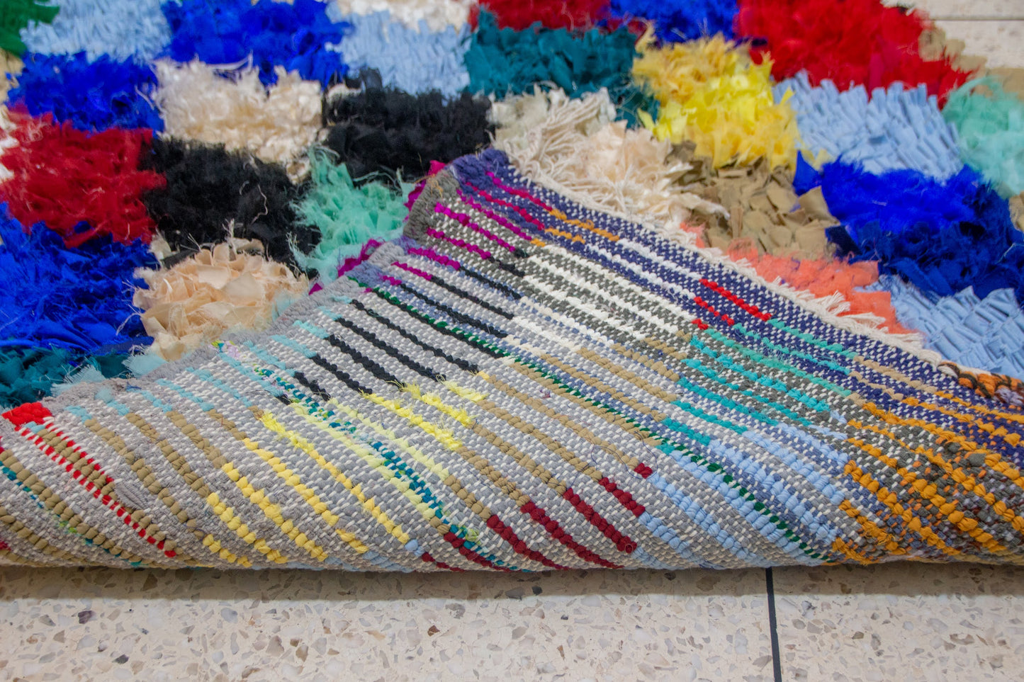 Boucherouite Harlequin Diamonds — Multicolor Reclaimed-Fabric Runner