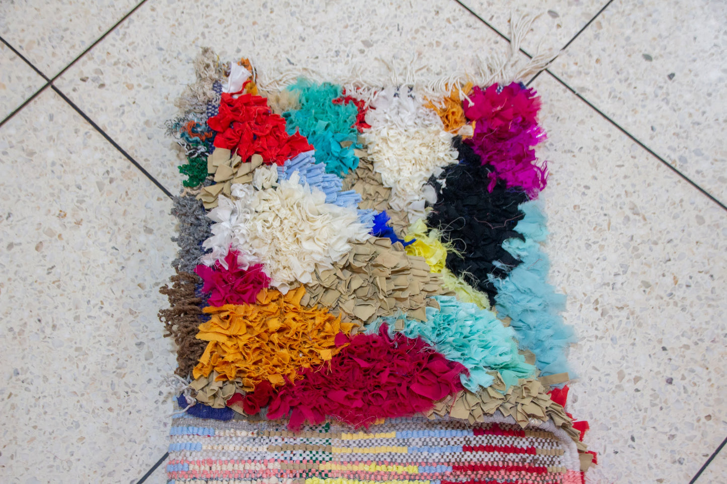 Boucherouite Harlequin Diamonds — Multicolor Reclaimed-Fabric Runner