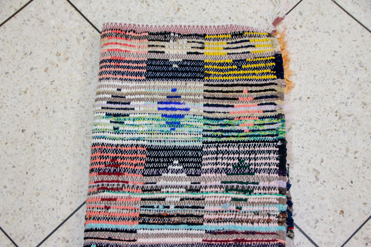 Boucherouite Jewel-Check Mosaic — Multicolor Reclaimed-Fabric Runner