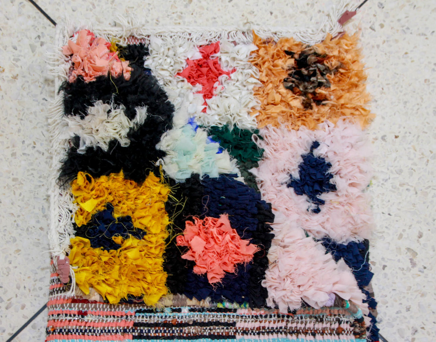 Boucherouite Jewel-Check Mosaic — Multicolor Reclaimed-Fabric Runner