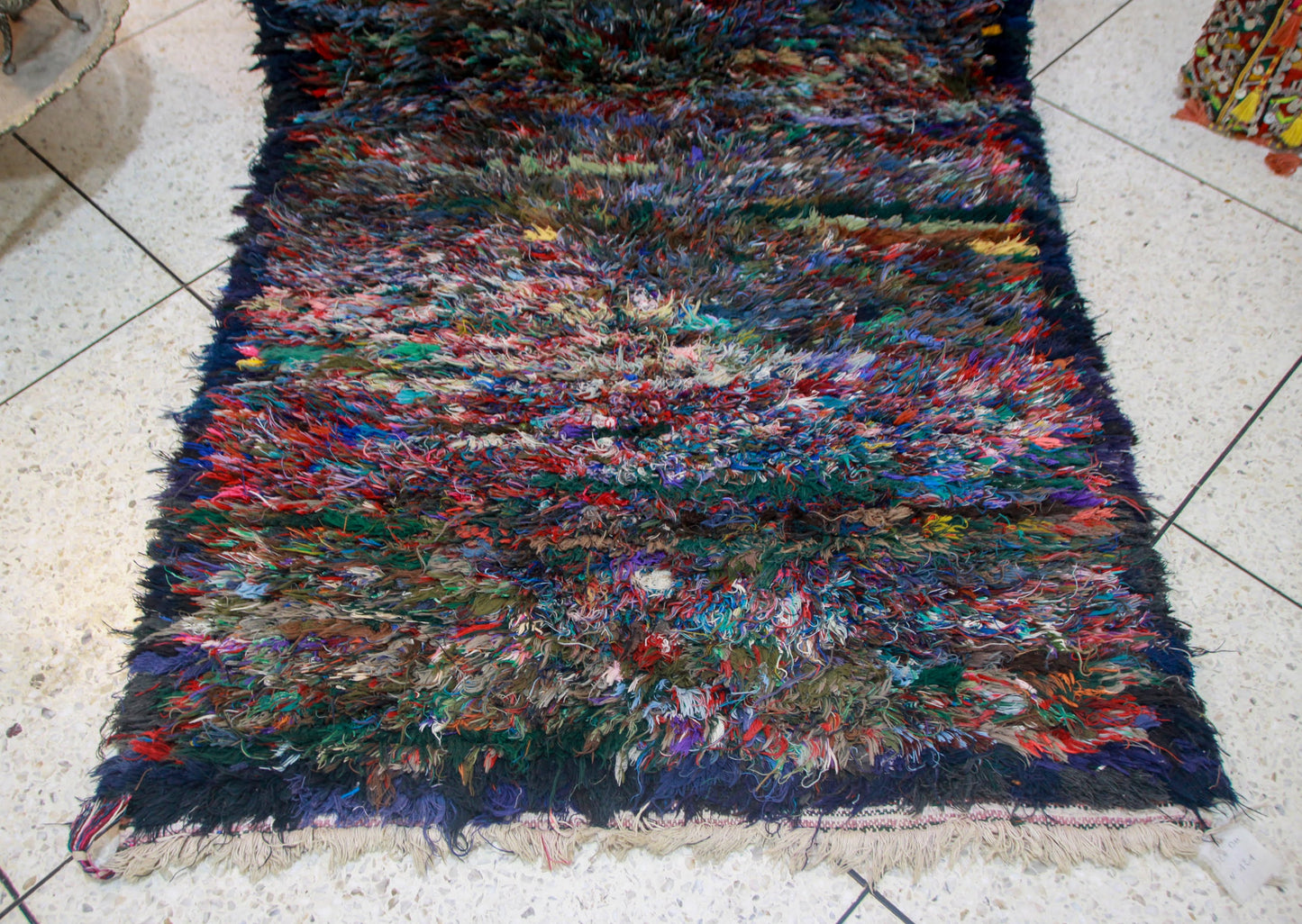 Boucherouite Midnight Confetti — Deep Multicolor Reclaimed-Textile Rug
