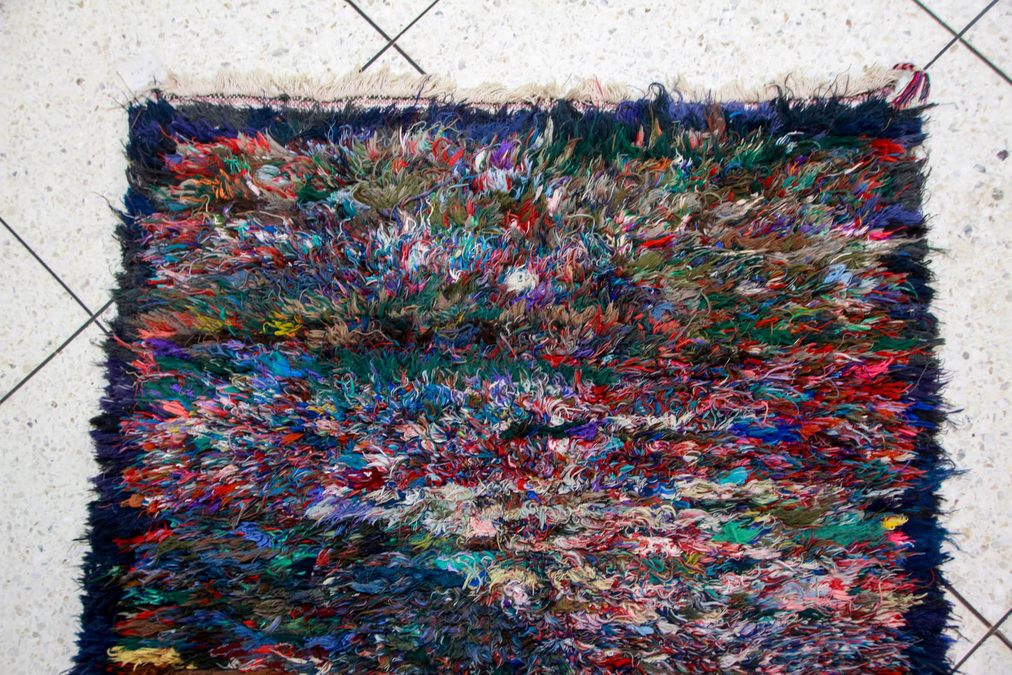 Boucherouite Midnight Confetti — Deep Multicolor Reclaimed-Textile Rug