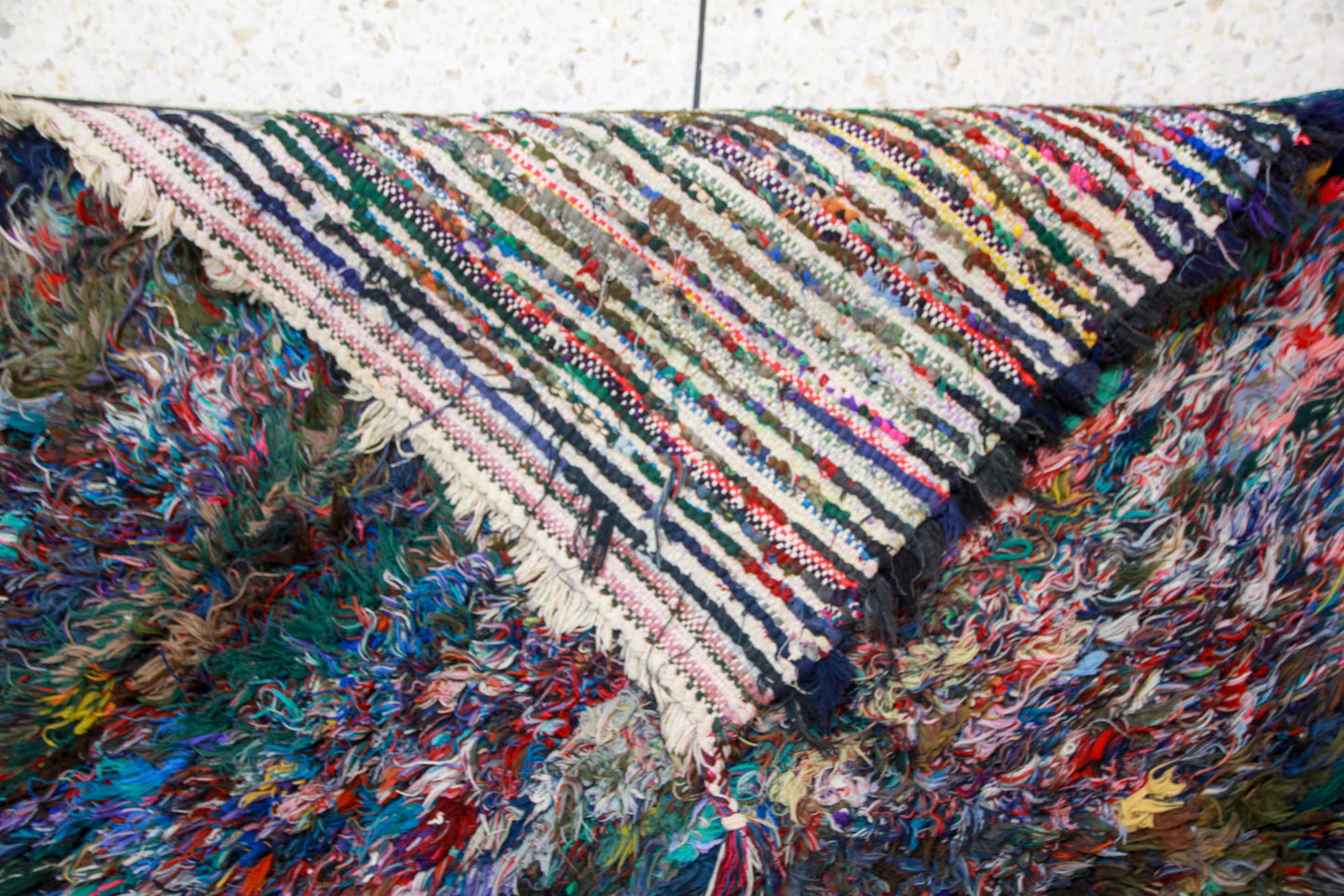 Boucherouite Midnight Confetti — Deep Multicolor Reclaimed-Textile Rug