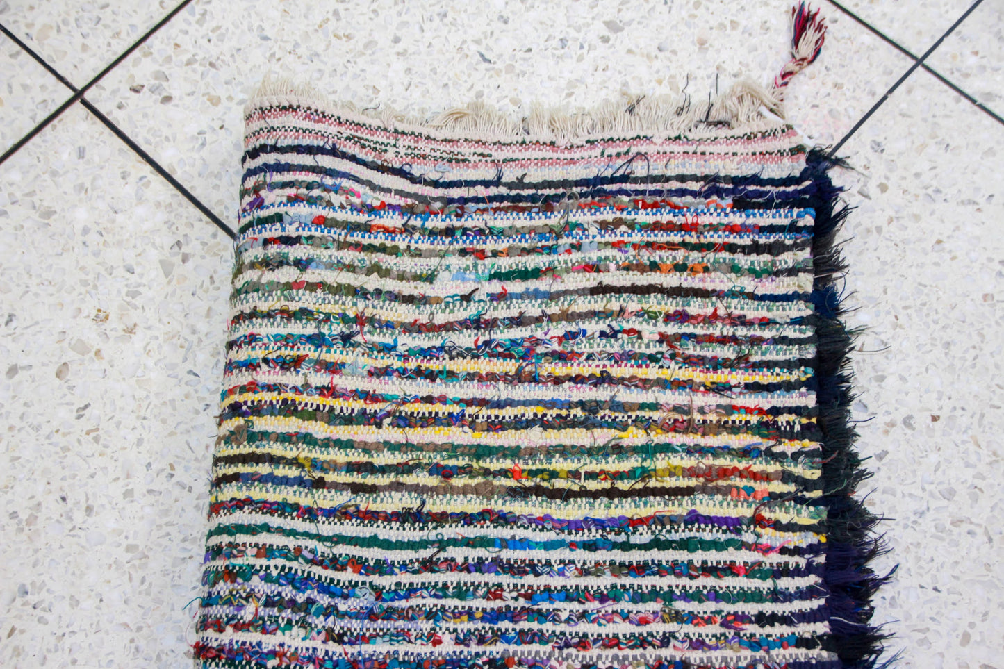 Boucherouite Midnight Confetti — Deep Multicolor Reclaimed-Textile Rug