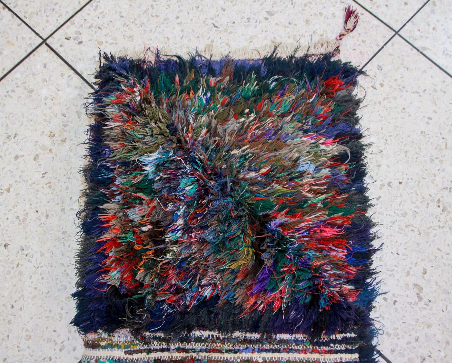 Boucherouite Midnight Confetti — Deep Multicolor Reclaimed-Textile Rug