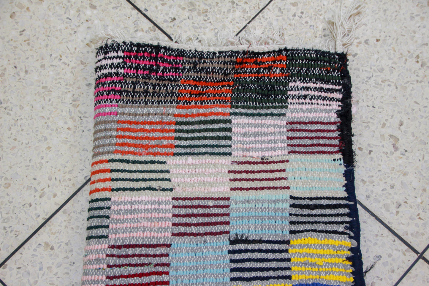 Boucherouite Jewel-Check Mosaic — Multicolor Reclaimed-Textile Runner