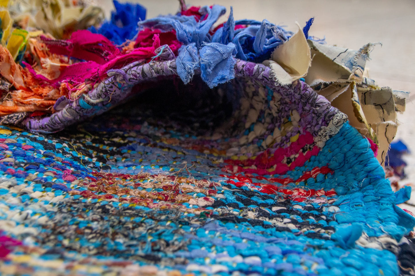Boucherouite Petal-Cluster Shag — Multicolor Reclaimed-Textile Rug