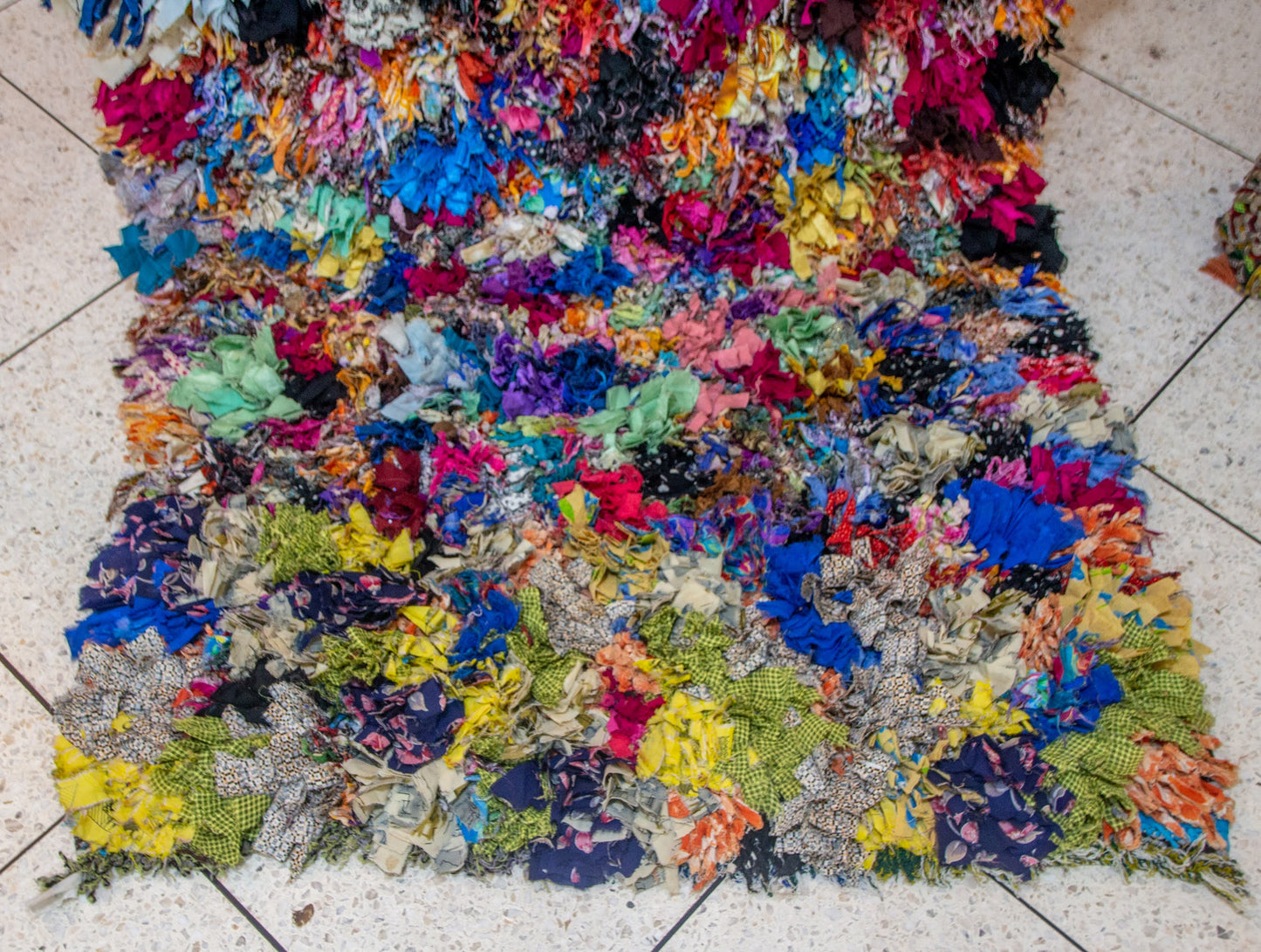 Boucherouite Petal-Cluster Shag — Multicolor Reclaimed-Textile Rug