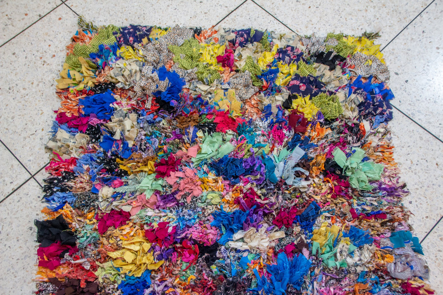Boucherouite Petal-Cluster Shag — Multicolor Reclaimed-Textile Rug