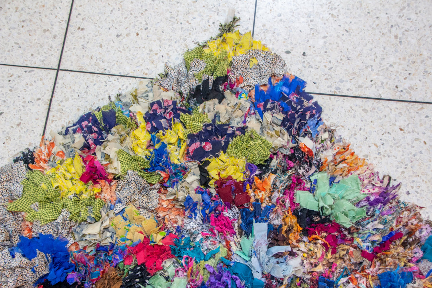 Boucherouite Petal-Cluster Shag — Multicolor Reclaimed-Textile Rug