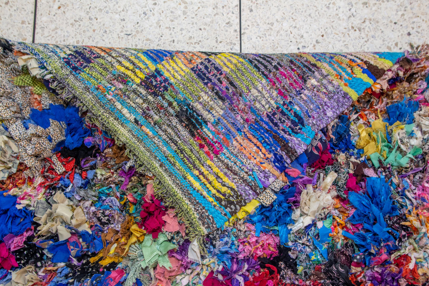 Boucherouite Petal-Cluster Shag — Multicolor Reclaimed-Textile Rug