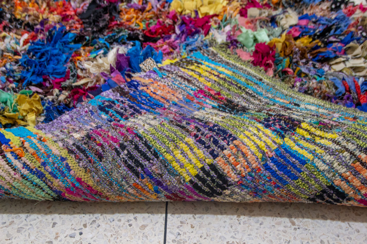 Boucherouite Petal-Cluster Shag — Multicolor Reclaimed-Textile Rug