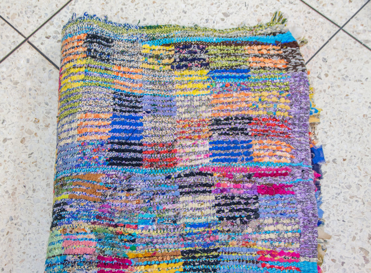 Boucherouite Petal-Cluster Shag — Multicolor Reclaimed-Textile Rug