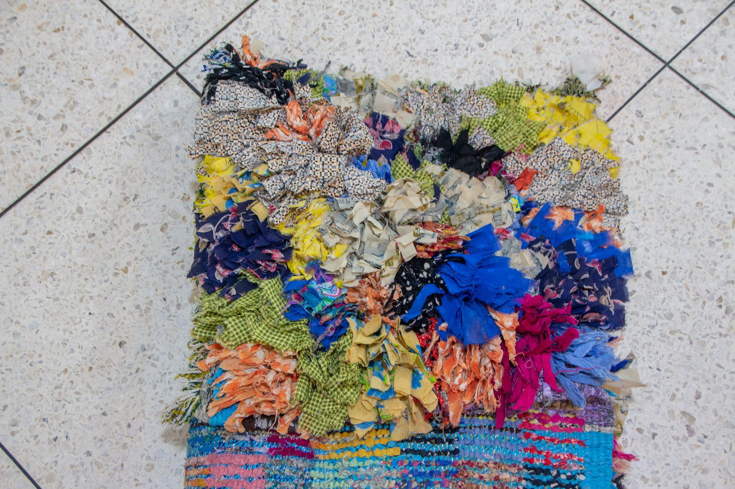 Boucherouite Petal-Cluster Shag — Multicolor Reclaimed-Textile Rug