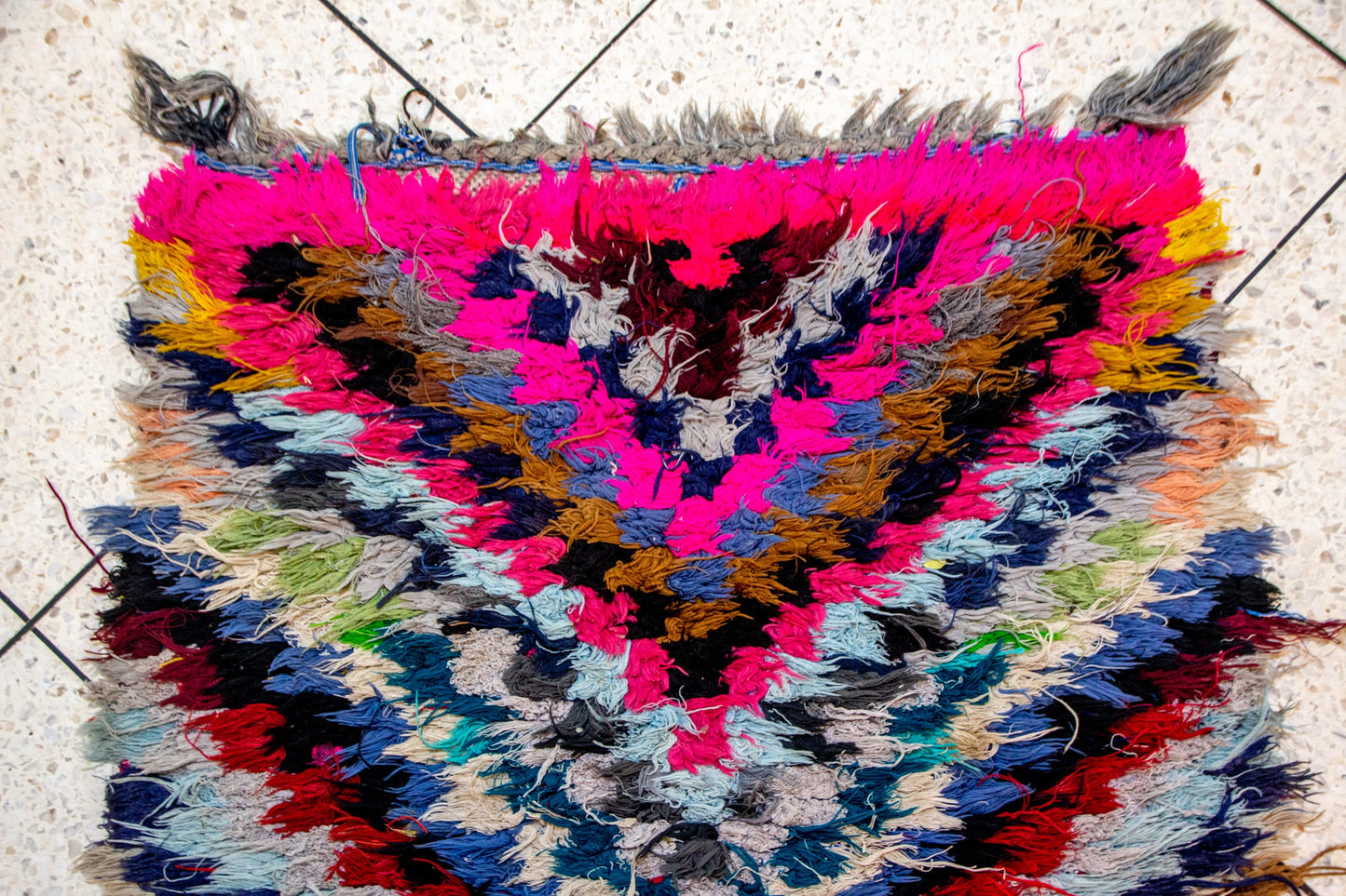 Boucherouite Chevron Cascade — Multicolor Reclaimed-Textile Runner