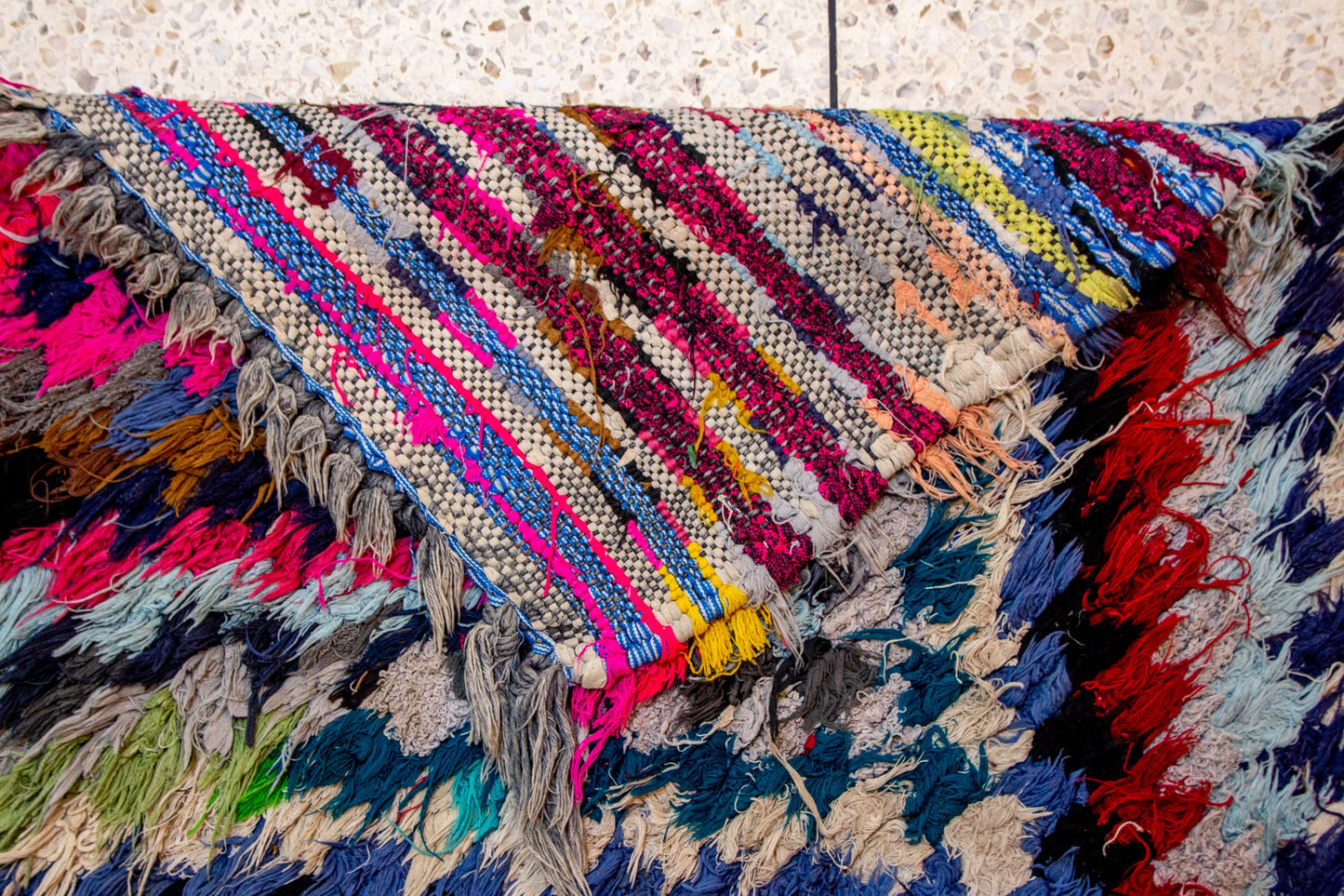 Boucherouite Chevron Cascade — Multicolor Reclaimed-Textile Runner