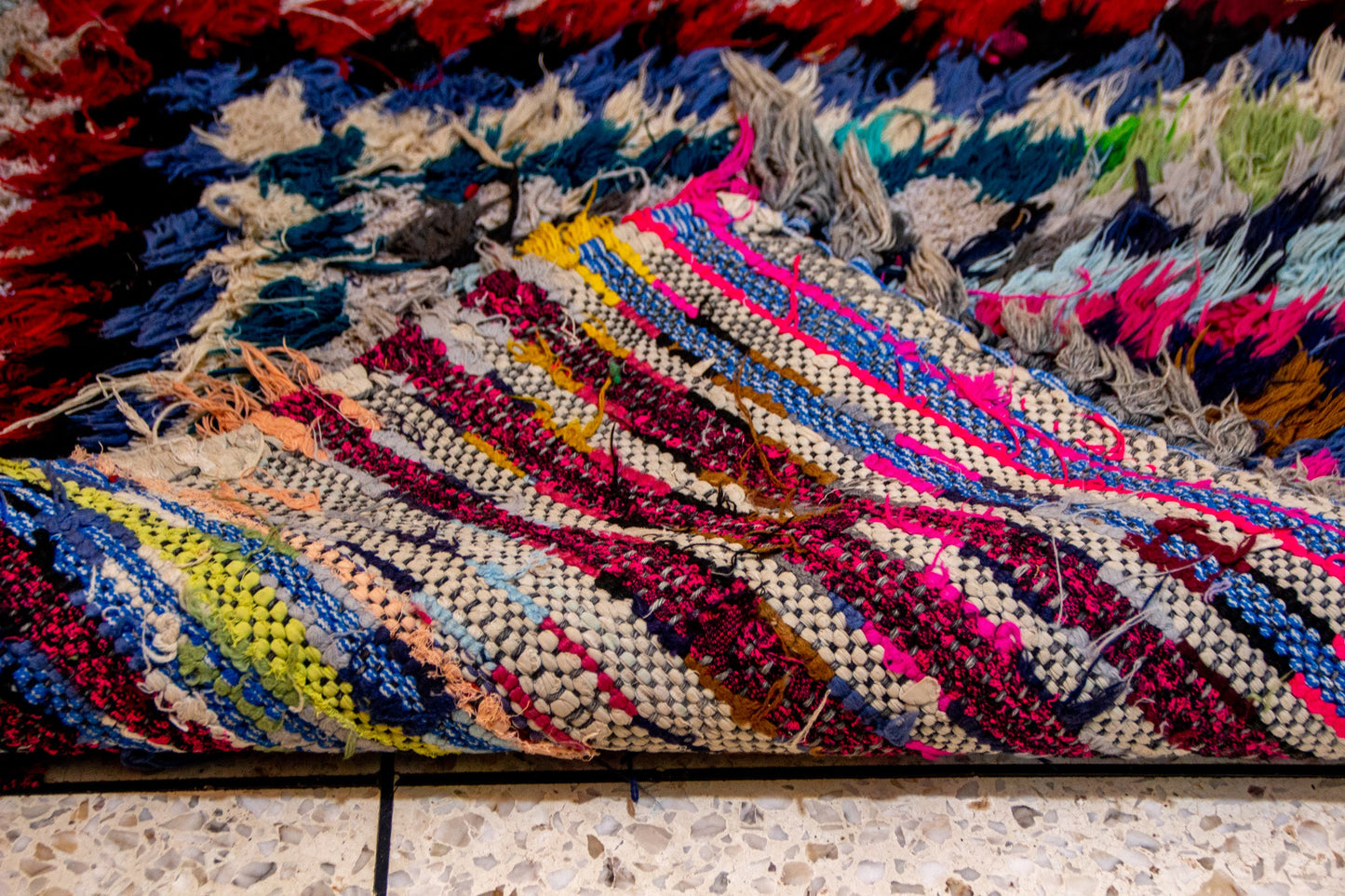 Boucherouite Chevron Cascade — Multicolor Reclaimed-Textile Runner