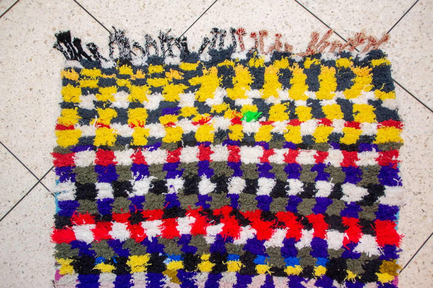 Boucherouite Pixel-Check Mosaic — Multicolor Reclaimed-Textile Rug