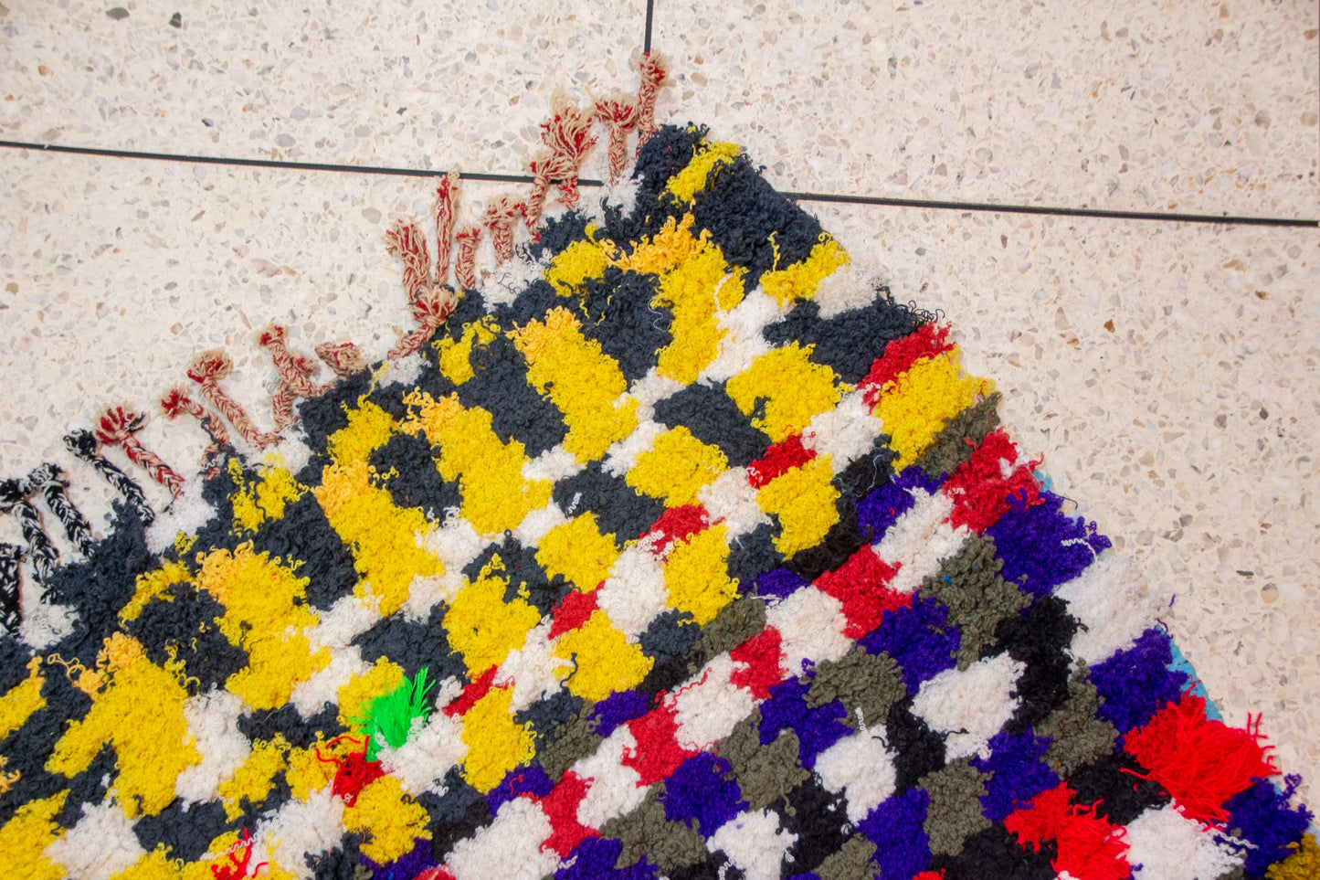 Boucherouite Pixel-Check Mosaic — Multicolor Reclaimed-Textile Rug