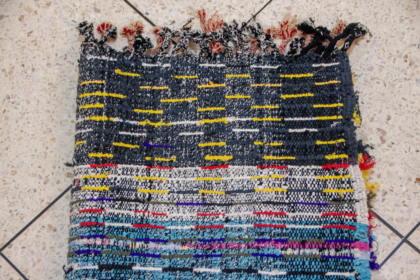 Boucherouite Pixel-Check Mosaic — Multicolor Reclaimed-Textile Rug