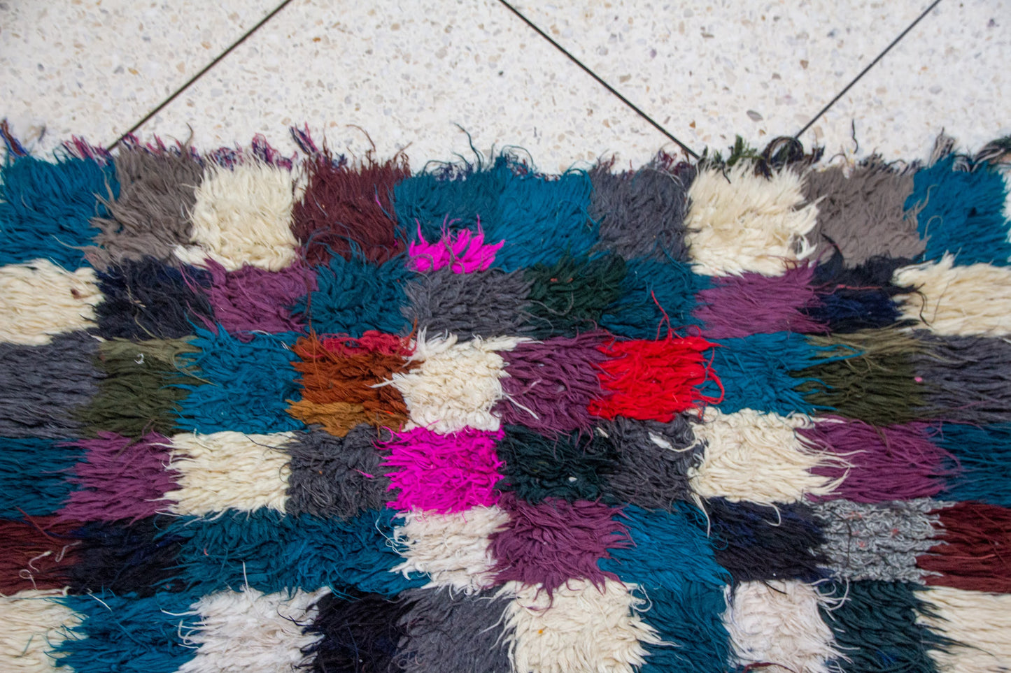 Boucherouite Checker Jewel — Multicolor Reclaimed-Textile Runner