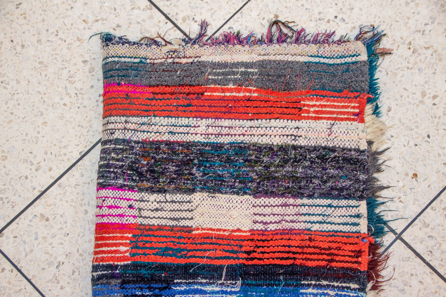 Boucherouite Checker Jewel — Multicolor Reclaimed-Textile Runner