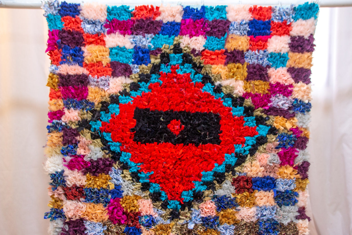 Boucherouite Diamond-Eye Mosaic — Multicolor Reclaimed-Textile Runner