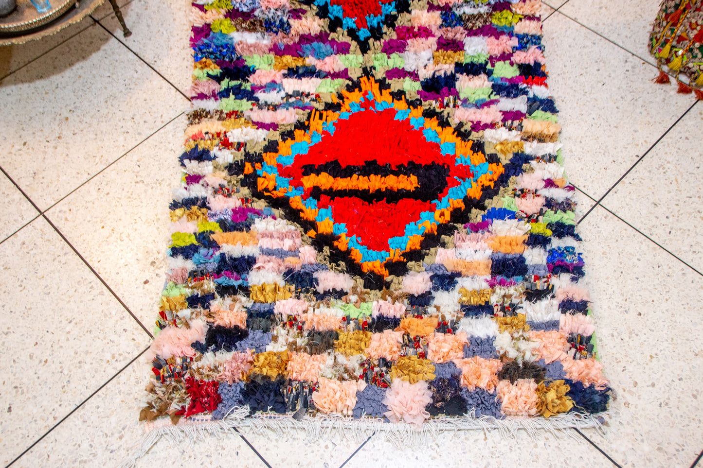 Boucherouite Diamond-Eye Mosaic — Multicolor Reclaimed-Textile Runner