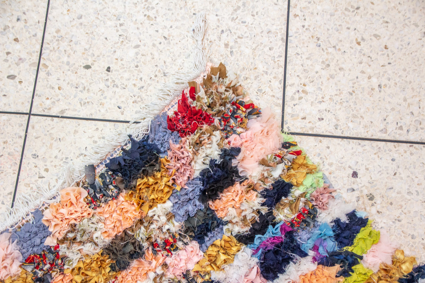 Boucherouite Diamond-Eye Mosaic — Multicolor Reclaimed-Textile Runner