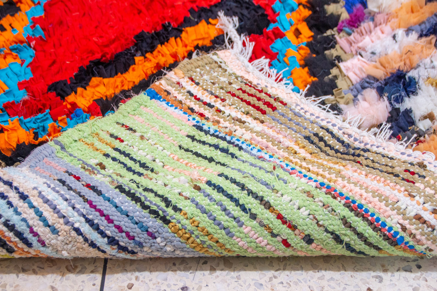 Boucherouite Diamond-Eye Mosaic — Multicolor Reclaimed-Textile Runner