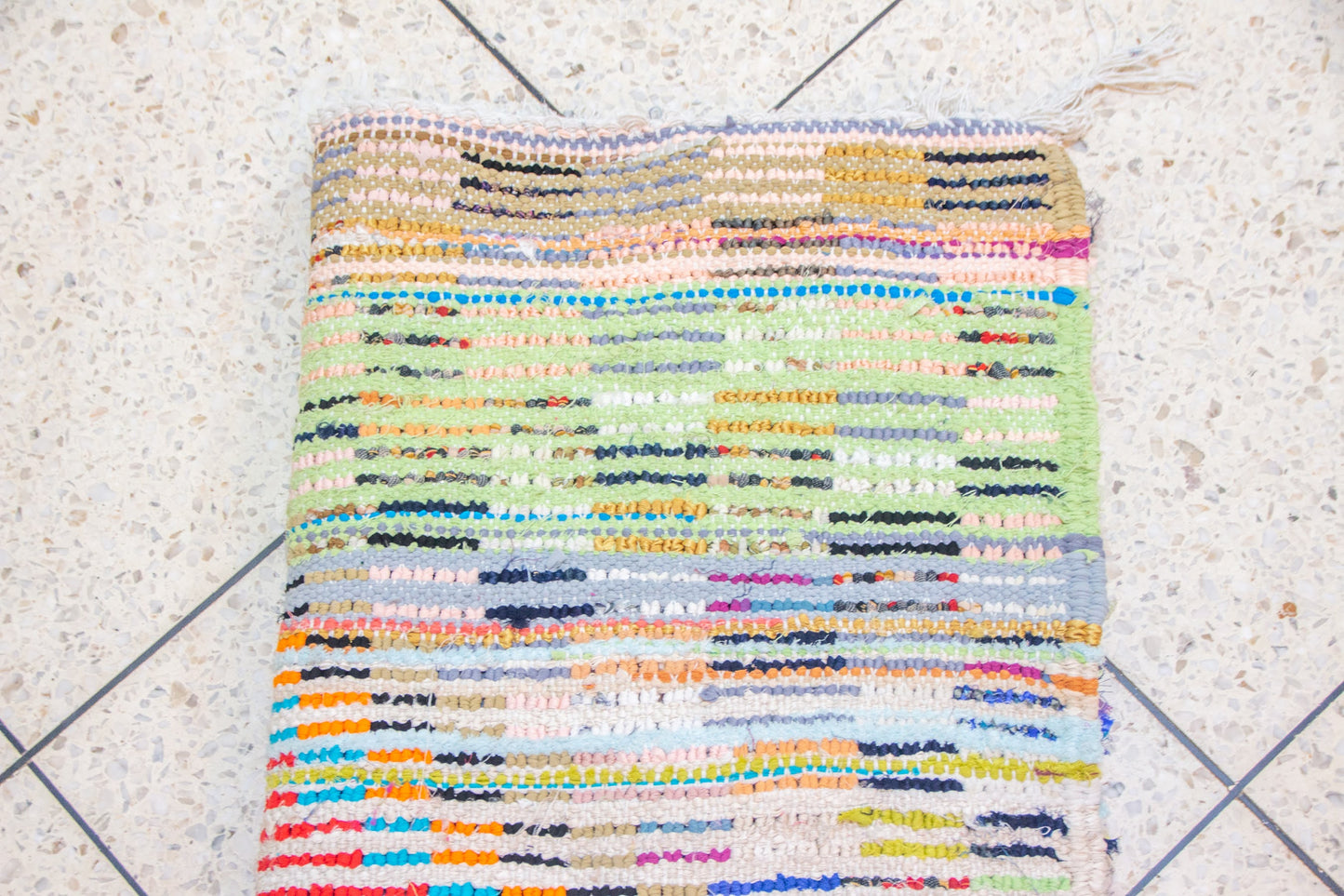 Boucherouite Diamond-Eye Mosaic — Multicolor Reclaimed-Textile Runner