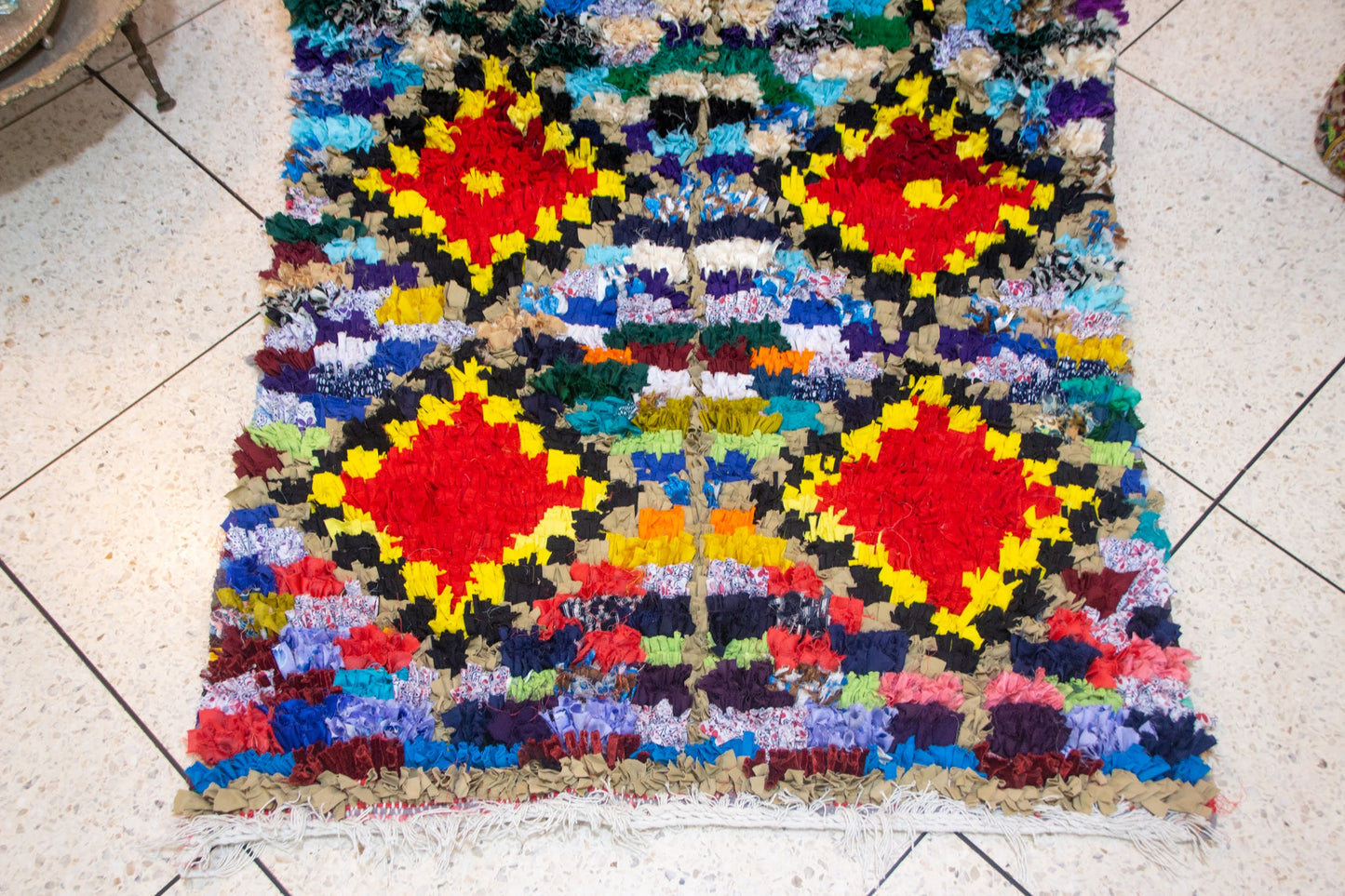Boucherouite Radiant Diamond Grid — Multicolor Reclaimed-Textile Runner