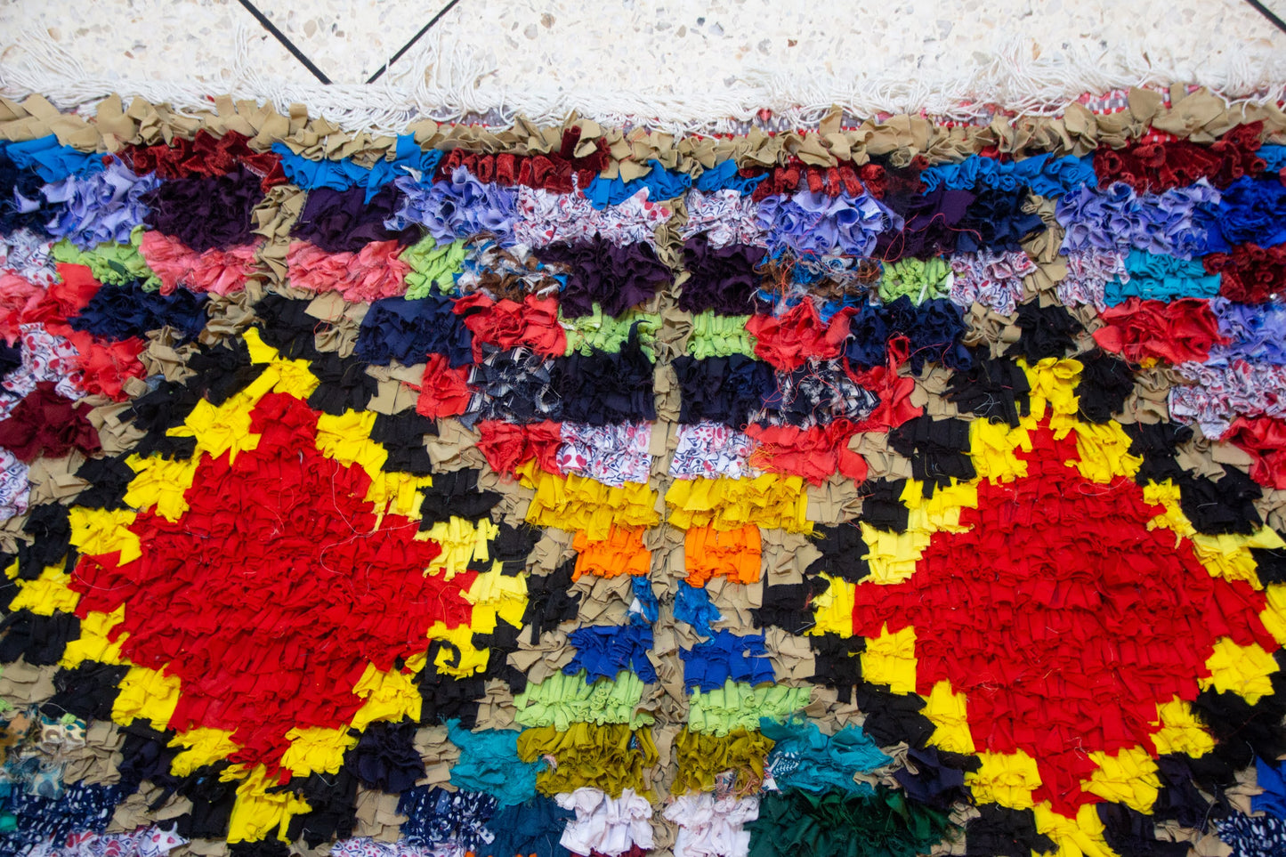 Boucherouite Radiant Diamond Grid — Multicolor Reclaimed-Textile Runner