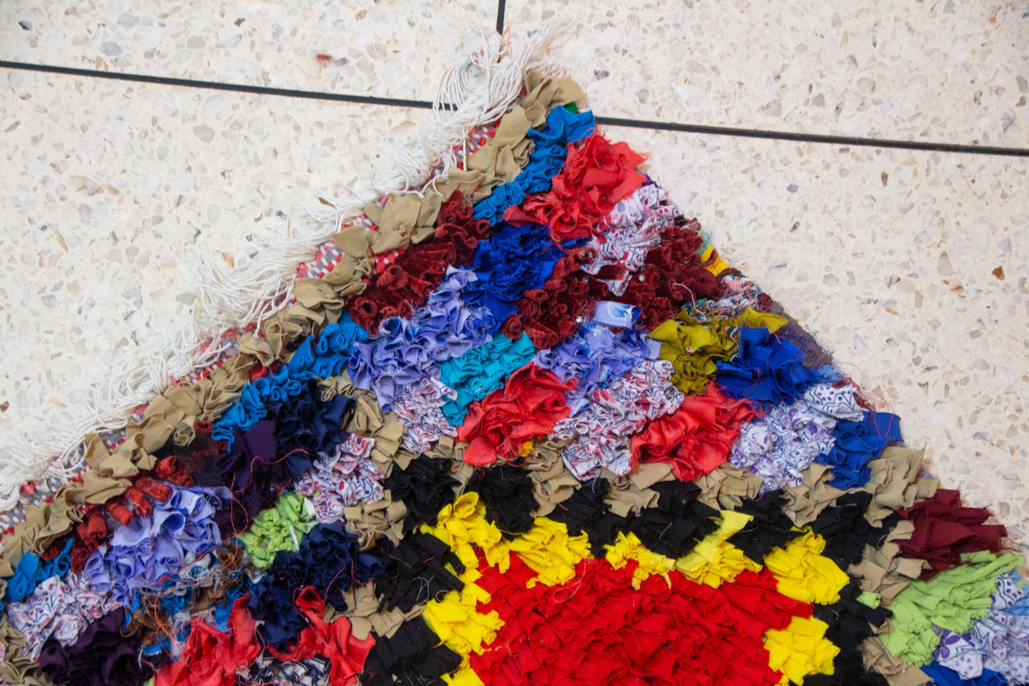 Boucherouite Radiant Diamond Grid — Multicolor Reclaimed-Textile Runner