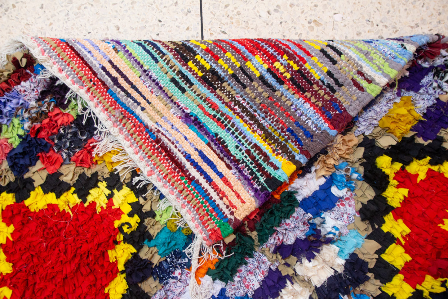 Boucherouite Radiant Diamond Grid — Multicolor Reclaimed-Textile Runner