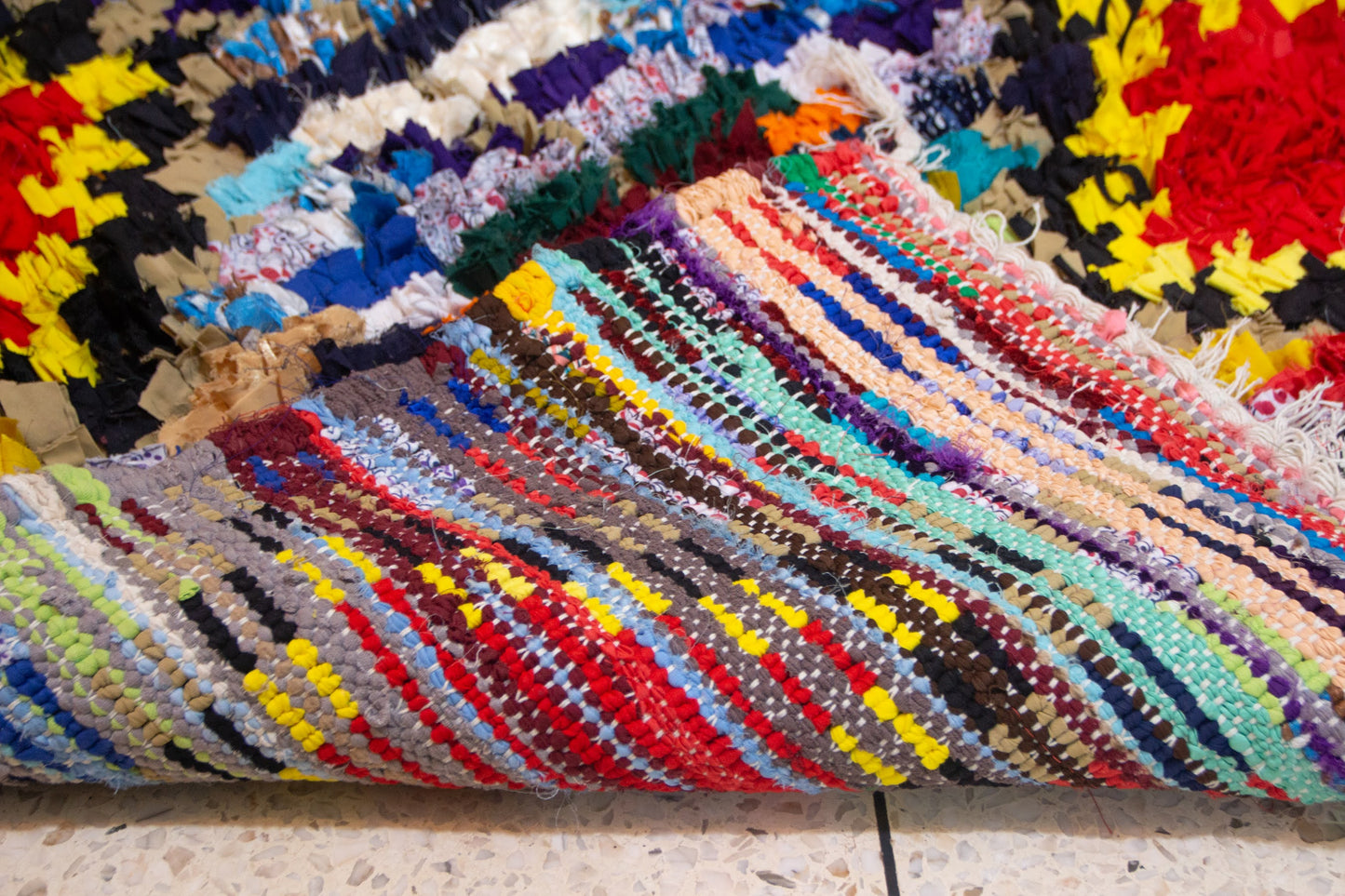 Boucherouite Radiant Diamond Grid — Multicolor Reclaimed-Textile Runner