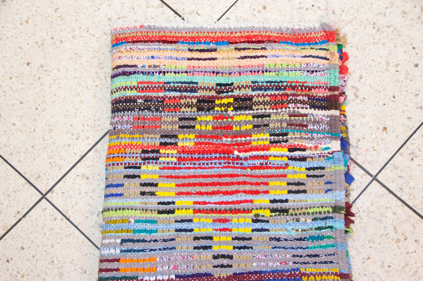 Boucherouite Radiant Diamond Grid — Multicolor Reclaimed-Textile Runner
