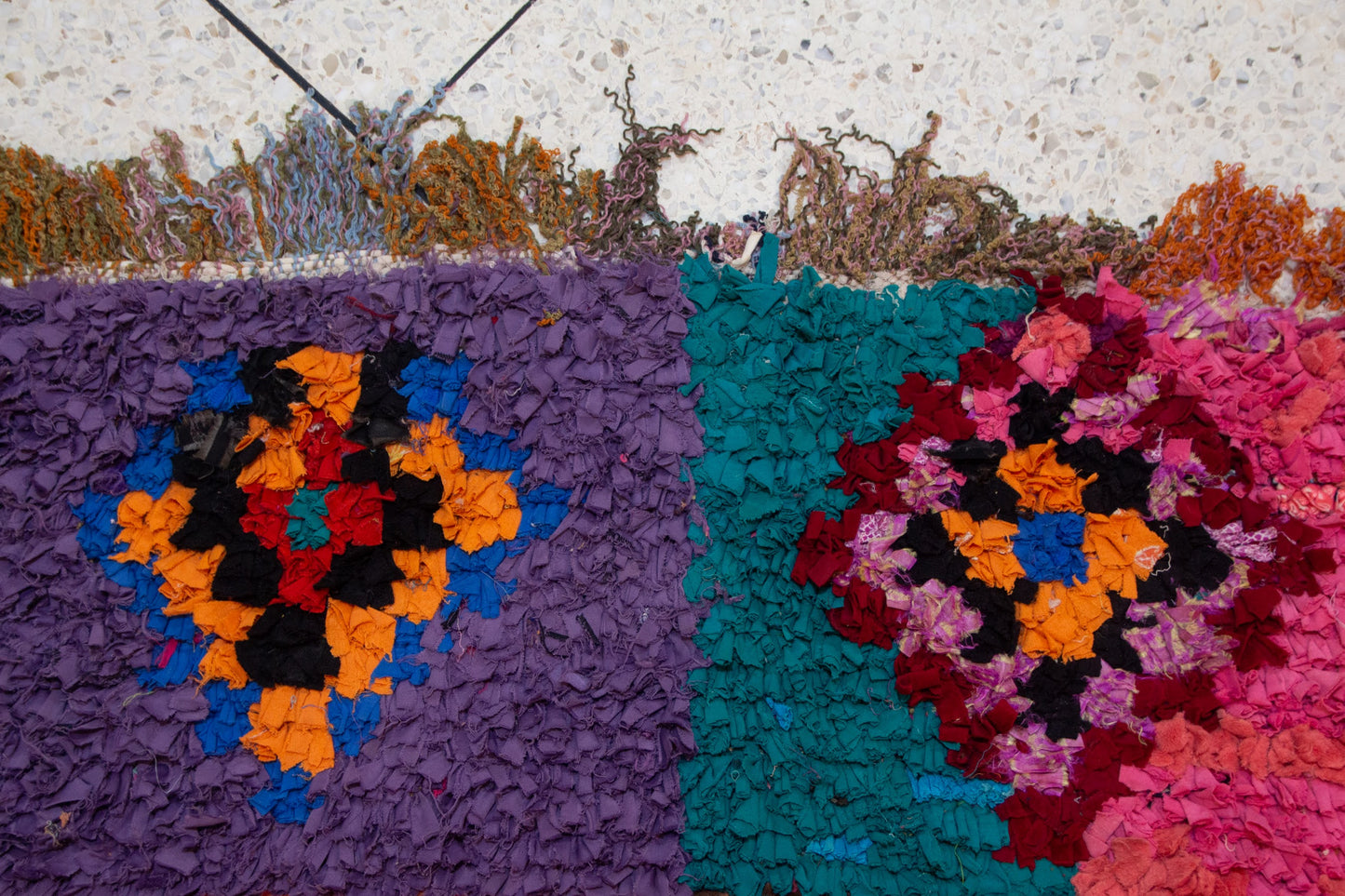 Boucherouite Mosaic Runner — Multicolor Reclaimed-Textile Checker