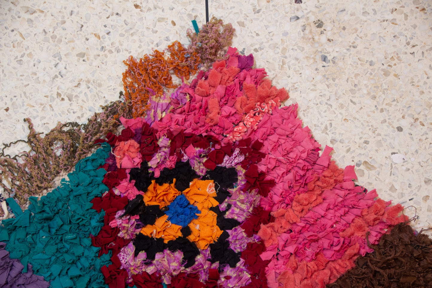 Boucherouite Mosaic Runner — Multicolor Reclaimed-Textile Checker