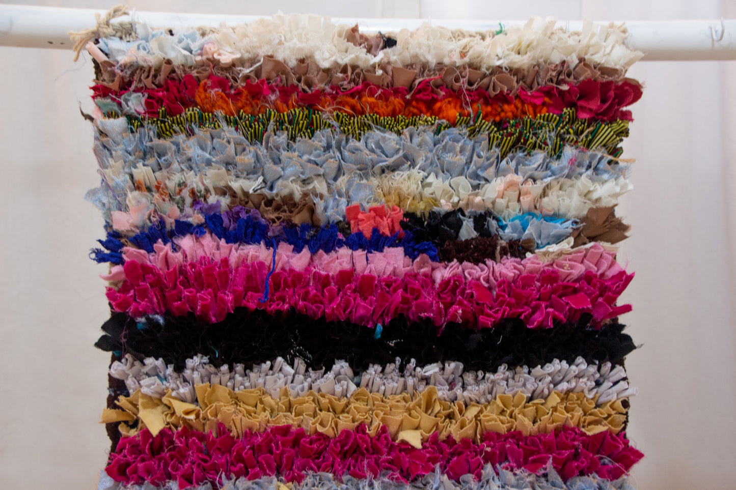 Boucherouite Stripe Study — Multicolor Reclaimed-Textile Mini Runner