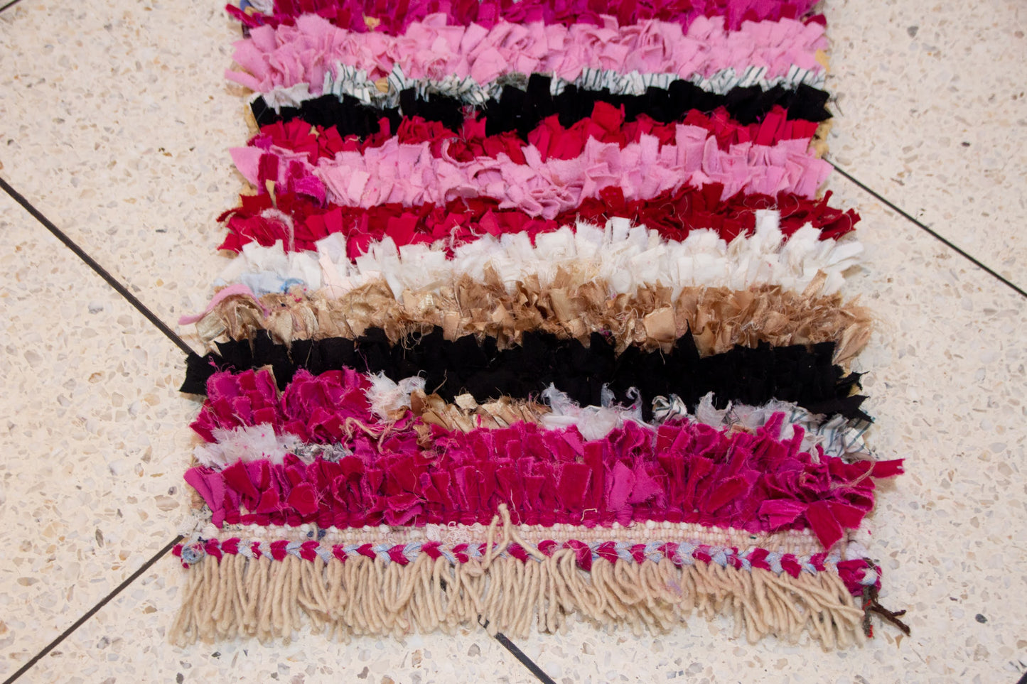 Boucherouite Stripe Study — Multicolor Reclaimed-Textile Mini Runner