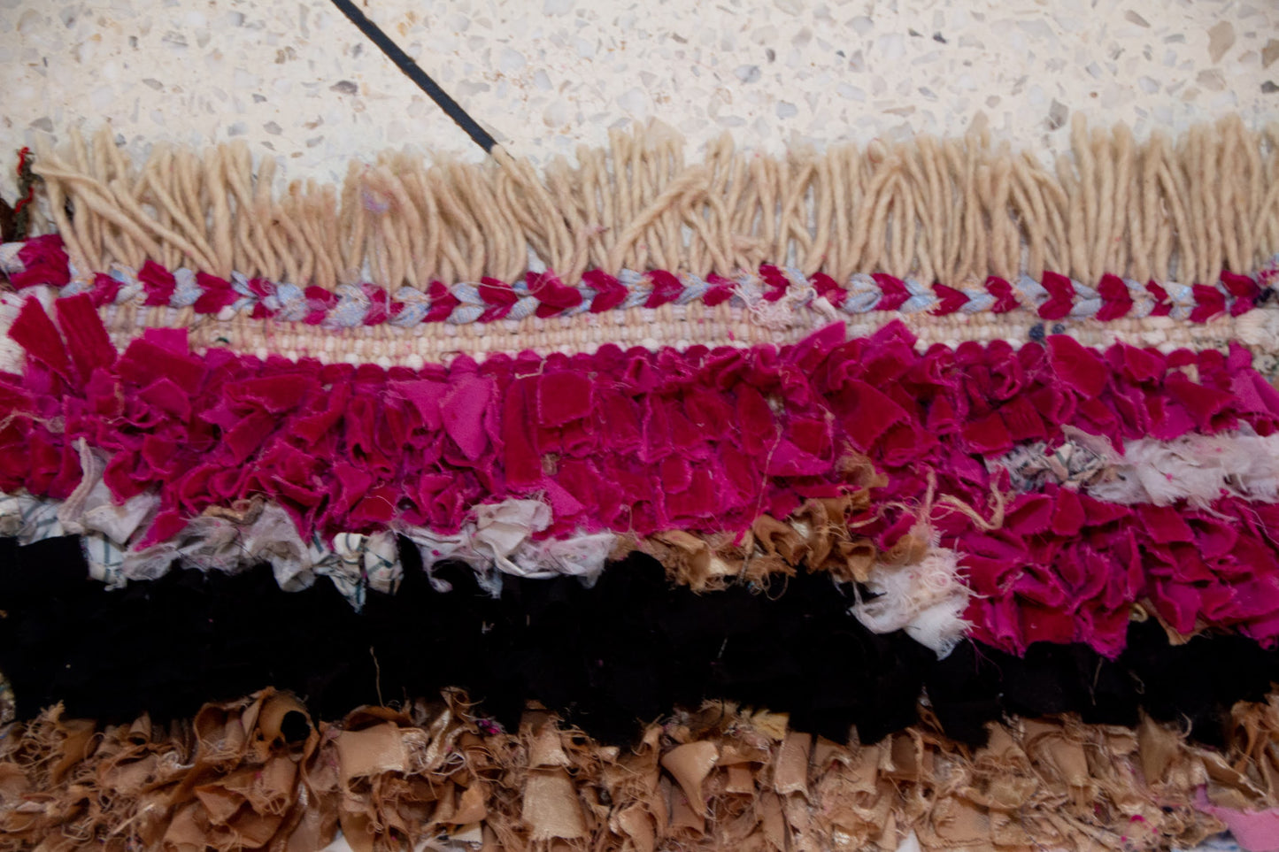 Boucherouite Stripe Study — Multicolor Reclaimed-Textile Mini Runner