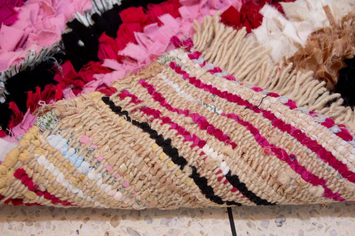Boucherouite Stripe Study — Multicolor Reclaimed-Textile Mini Runner