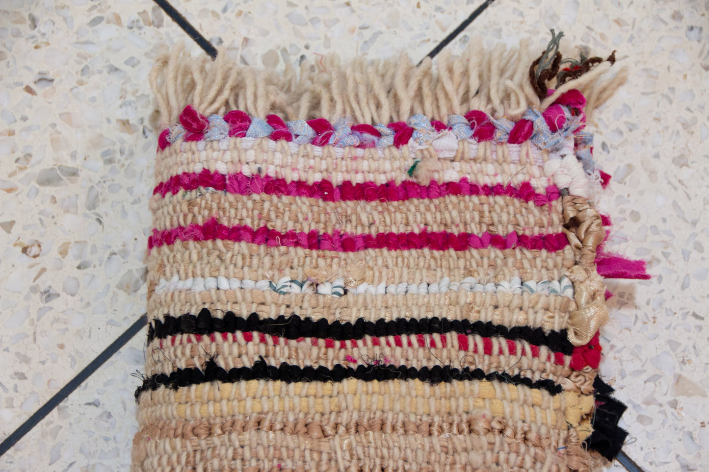 Boucherouite Stripe Study — Multicolor Reclaimed-Textile Mini Runner