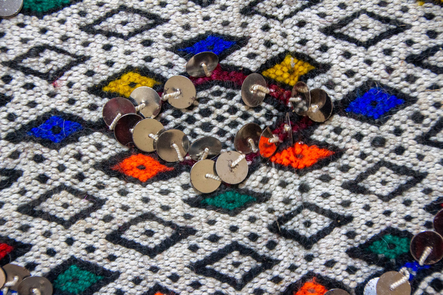 Beni Mguild Henbel Kilim — Celestial Lattice in Indigo and Silver