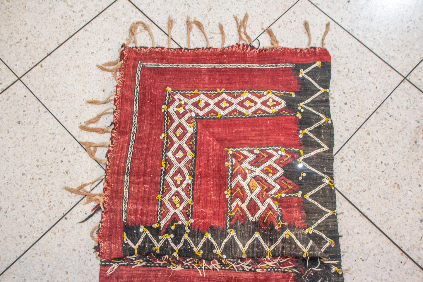 Crimson Atlas – Zayane Vintage Masterpiece in Ancestral Geometry