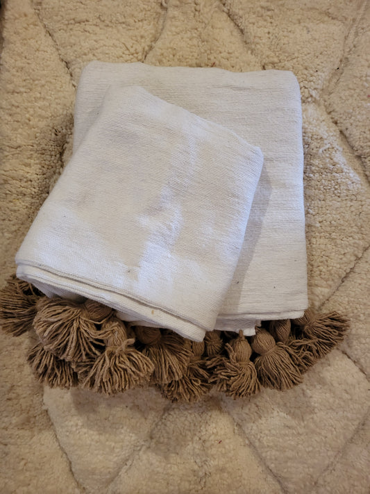 Ensemble de métiers à tisser Safi — Ivoire avec pompons camel